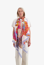 Load image into Gallery viewer, Inoui Editions cotton scarf Galapagos colourful shells on white.