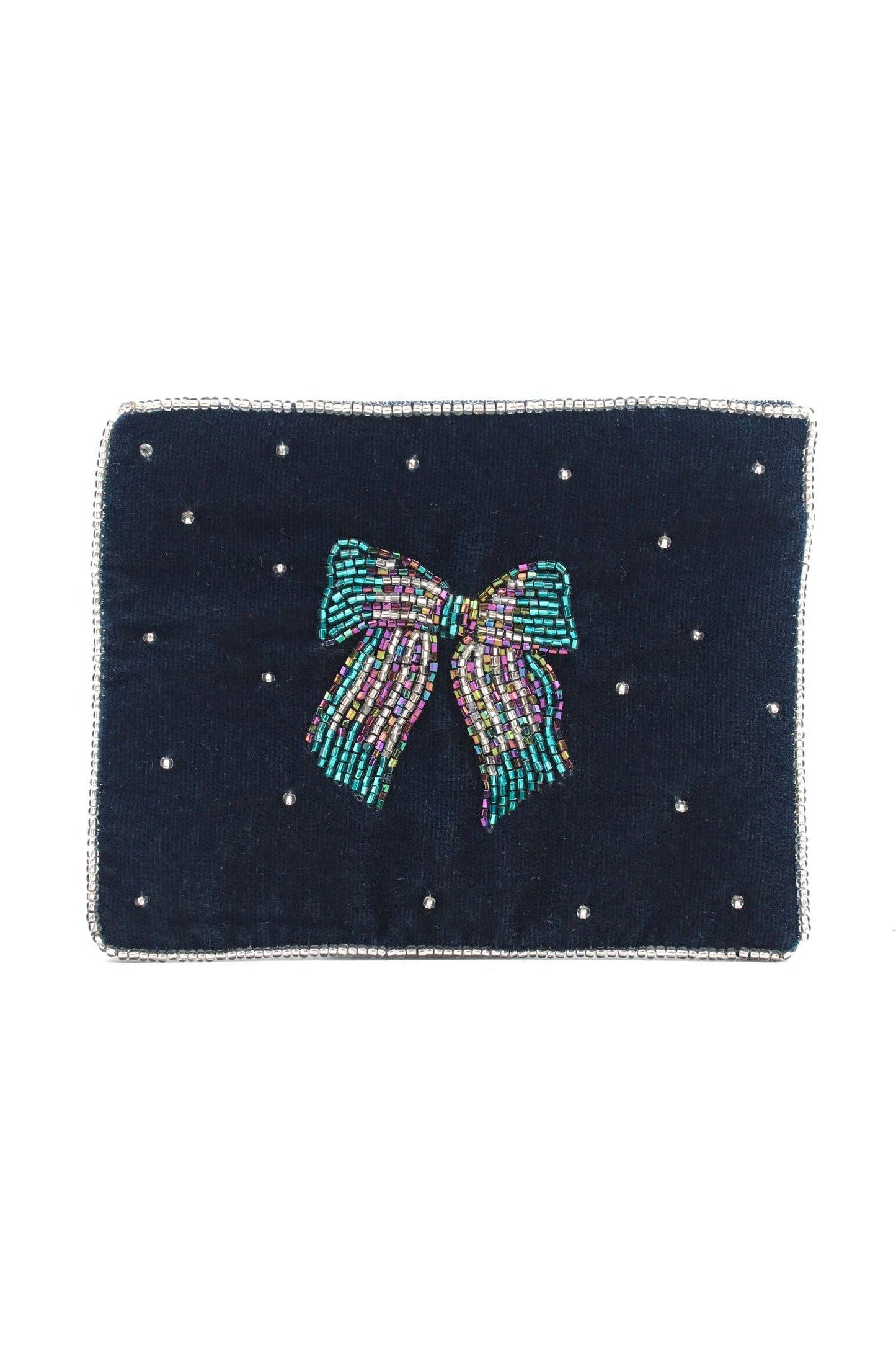 My Doris: Silver blue bow small pouch