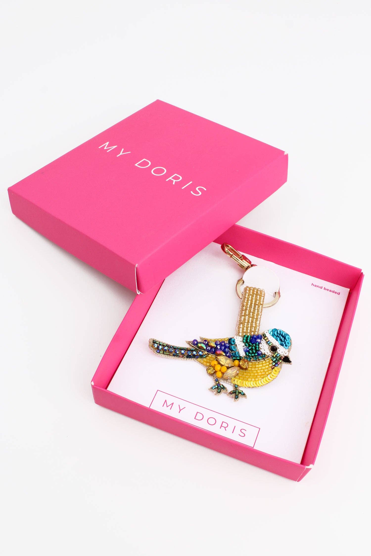 My Doris beaded blue tit bird keyring.