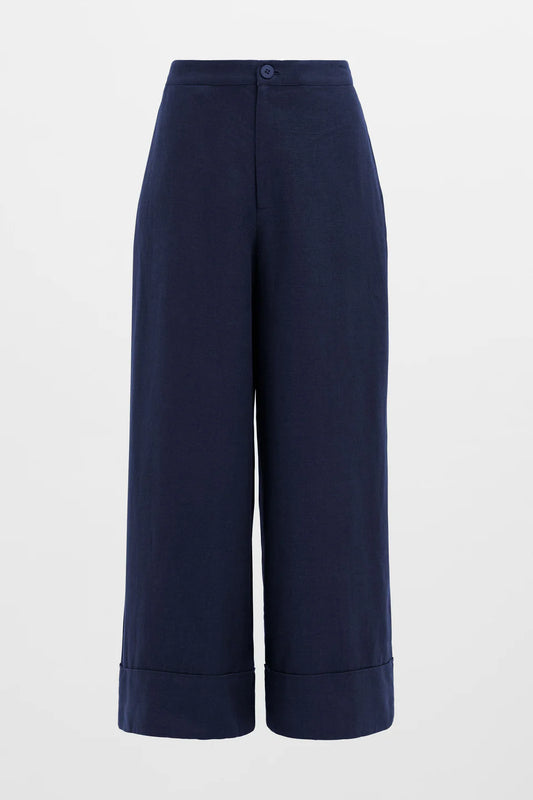Elk Anneli light linen pants in moonlight navy blue.