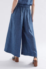 Load image into Gallery viewer, Elk the Label French linen Sav wide leg elastic waist pant in denim blue.