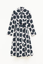 Load image into Gallery viewer, Elk the Label Ero linen trench coat, large black spot print on white linen.
