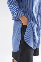 Load image into Gallery viewer, Elk Ligne blue and white stripe long sleeved shirt.