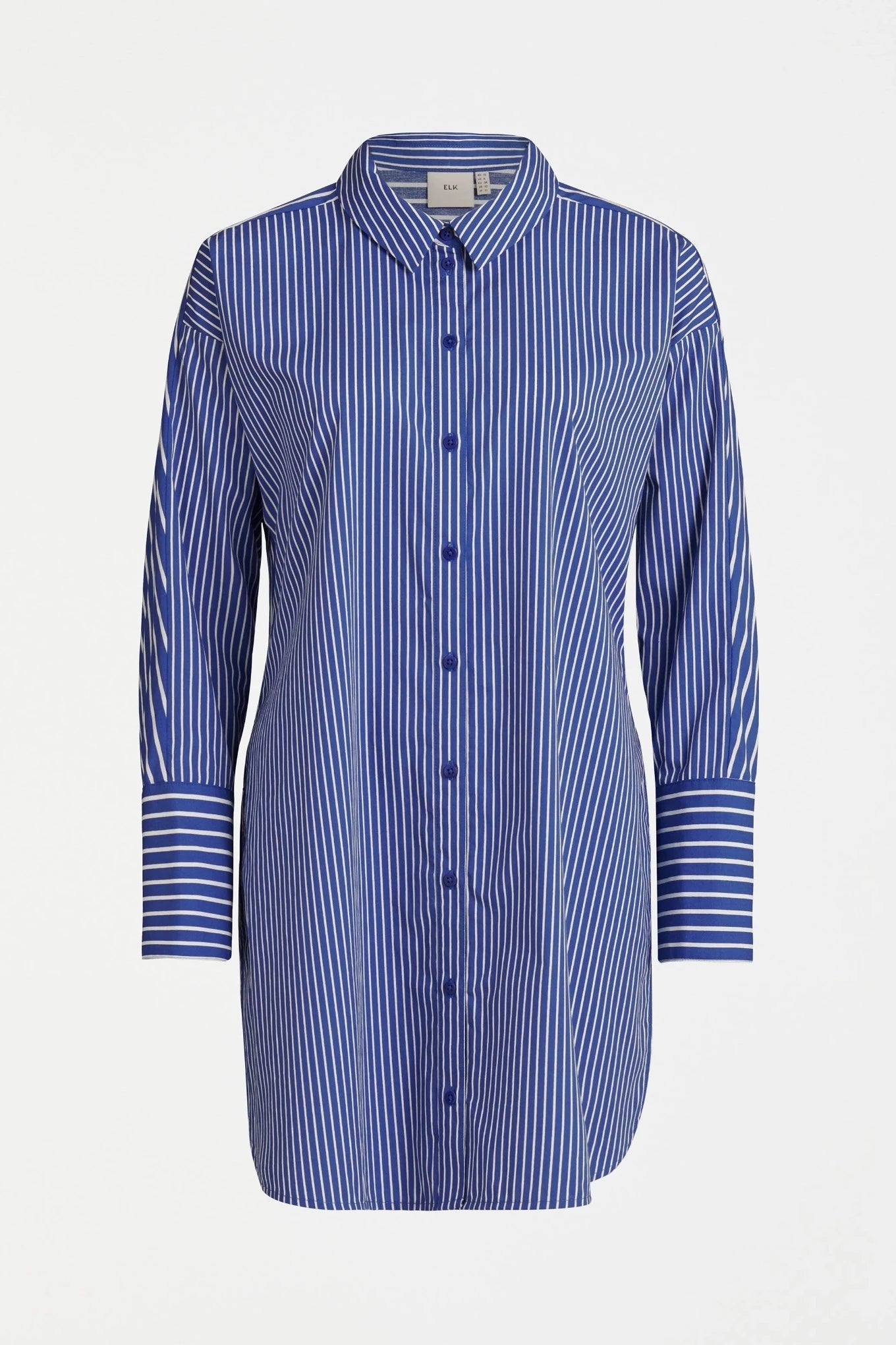 Elk Ligne blue and white stripe long sleeved shirt.