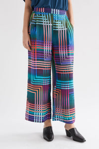 Elk Ilona pant wide leg linen pant in signature cololurful stripes Ligheten print.