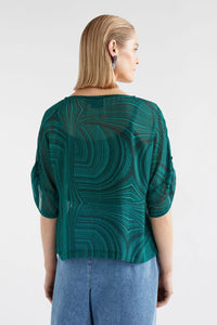 Elk Krava sheer top in viscose Malachite print.