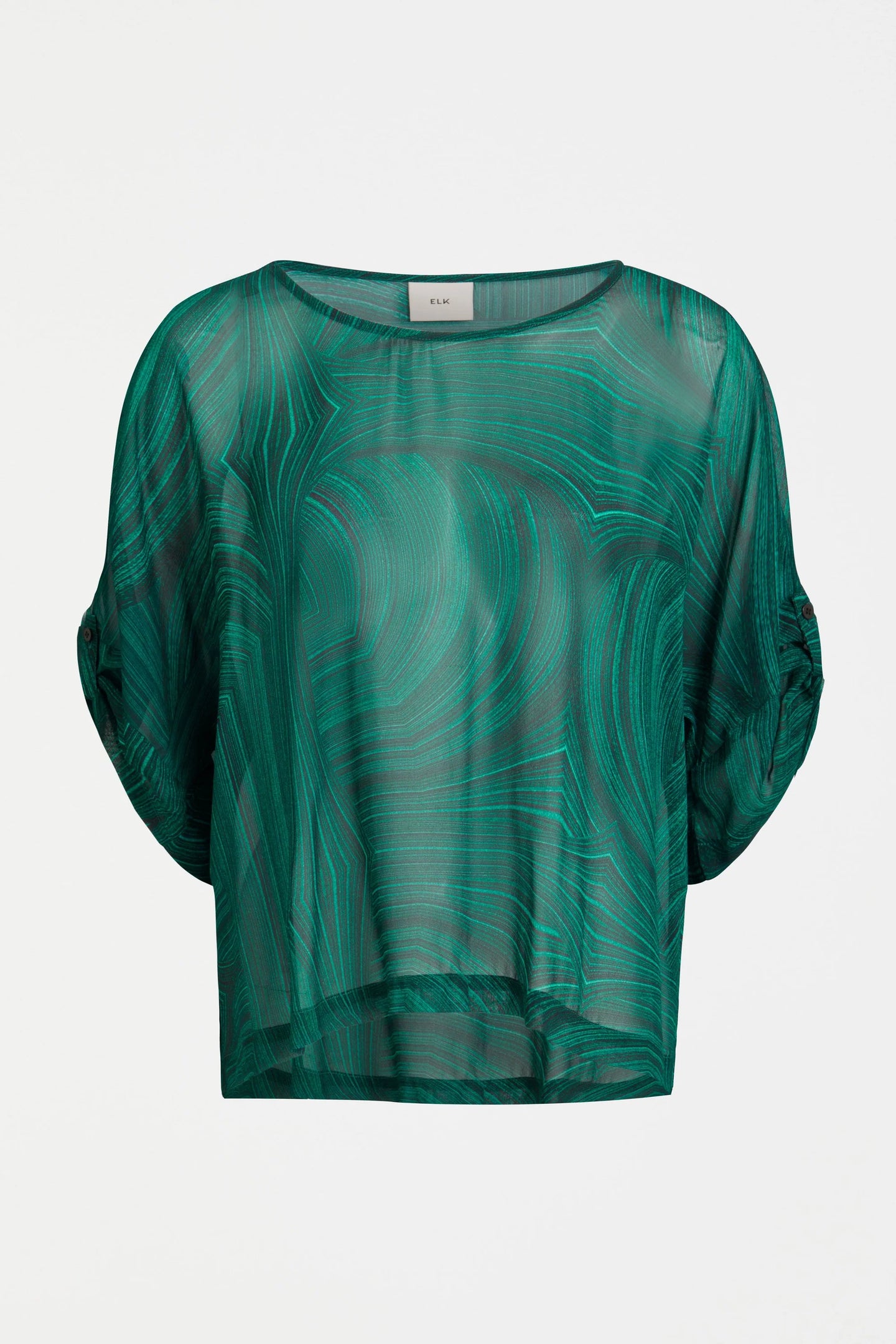 Elk Krava sheer top in viscose Malachite print.