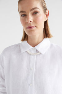 Elk classic white button up linen shirt, Cort, in cropped length.