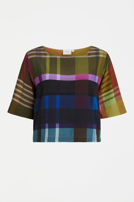 Elk Ideell top in the multicolour check Elodi print.