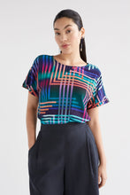 Load image into Gallery viewer, Elk Eryn short sleeved top in signature Ligheten print of colourful stripes.