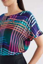 Load image into Gallery viewer, Elk Eryn short sleeved top in signature Ligheten print of colourful stripes.