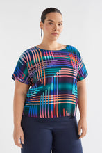 Load image into Gallery viewer, Elk Eryn short sleeved top in signature Ligheten print of colourful stripes.