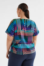 Load image into Gallery viewer, Elk Eryn short sleeved top in signature Ligheten print of colourful stripes.