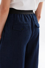 Load image into Gallery viewer, Elk Njolle indigo denim pant with contrast elastic waist.