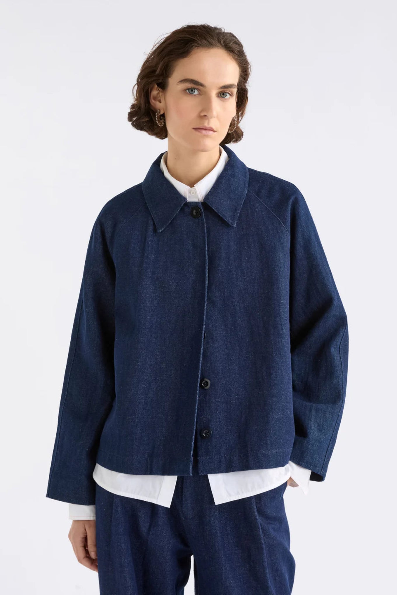 Elk Decla denim jacket cotton and linen blend.