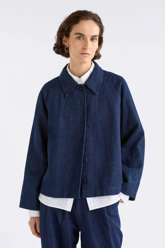 Elk Decla denim jacket cotton and linen blend.