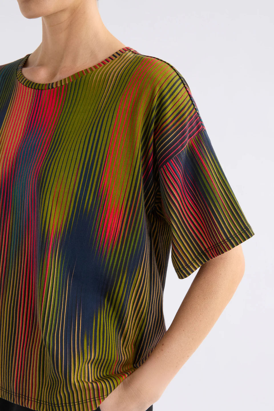 Elk Kyla multi-colour stripe organic cotton tshirt.