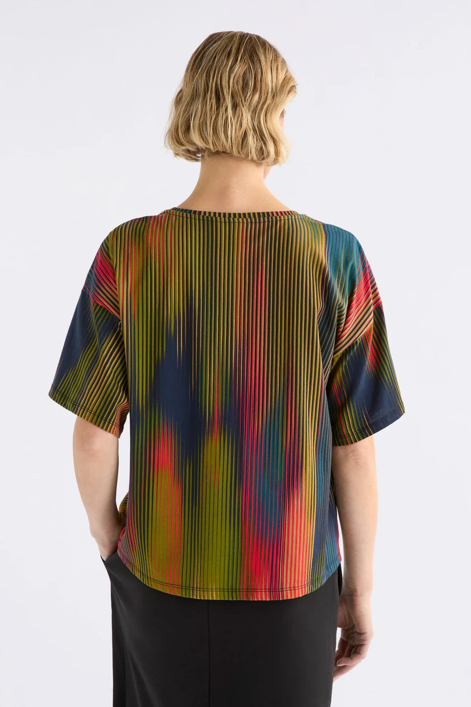 Elk Kyla multi-colour stripe organic cotton tshirt.