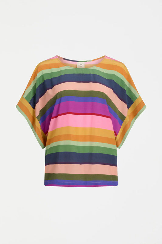 Elk Lysbro round neck multicolour stripe print top.
