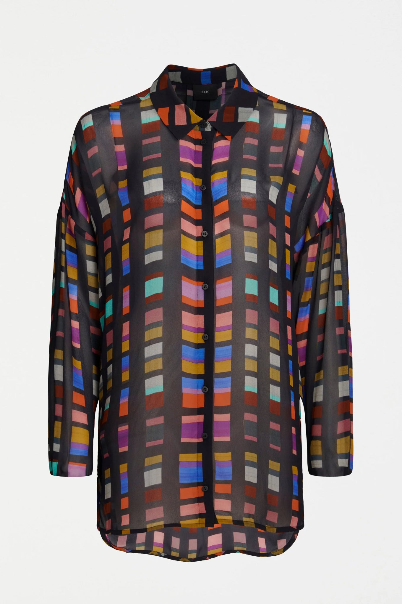 Elk Eir sheer shirt in Tessela print.