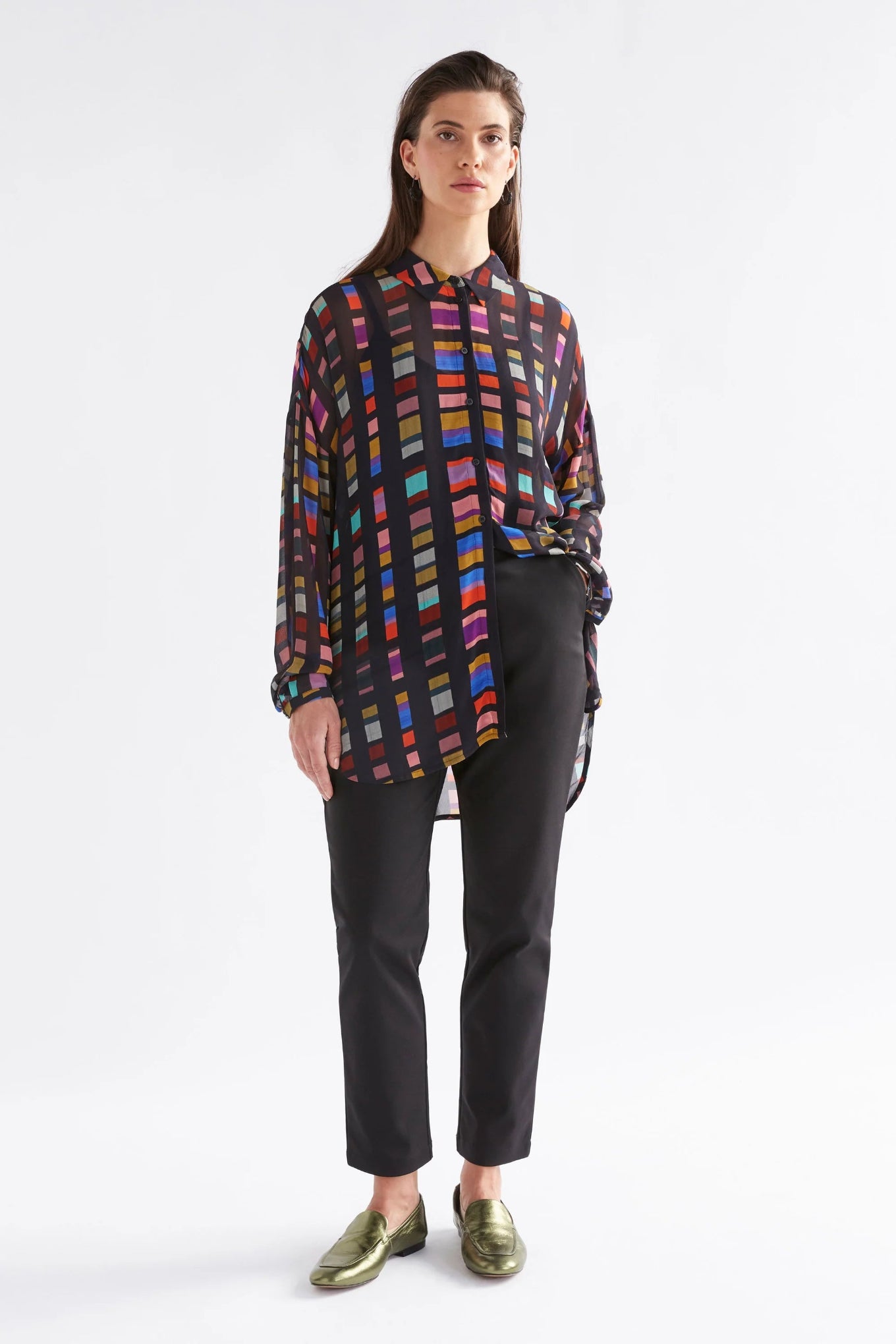 Elk Eir sheer shirt in Tessela print.