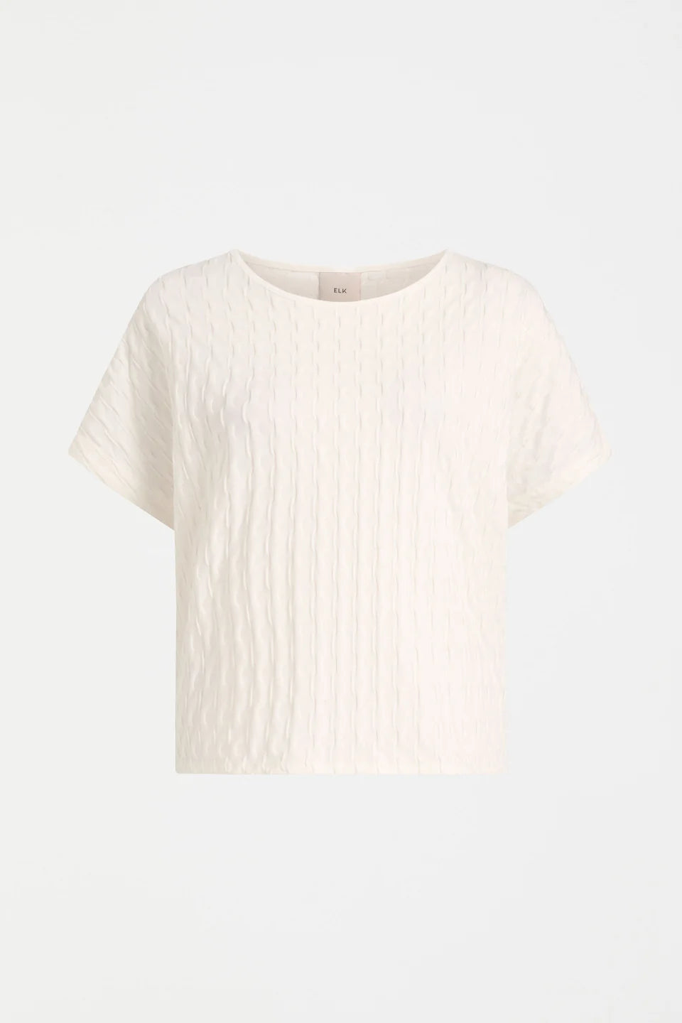 Elk Orta textured boxy cotton tshirt in white.