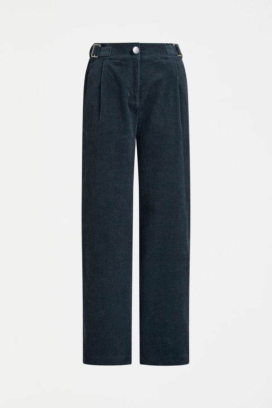 Elk Noemi corduroy straight leg pant organic cotton in Carbon dark blue grey.