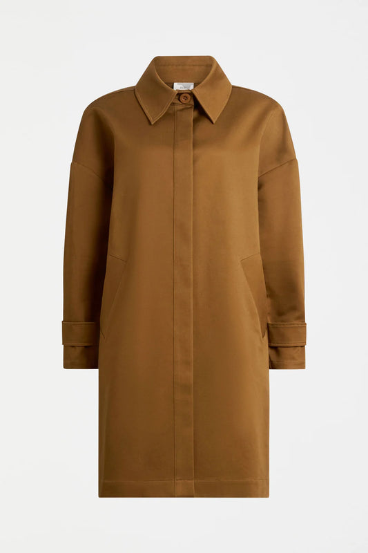Elk Talli organic cotton coat in cinnamon brown.
