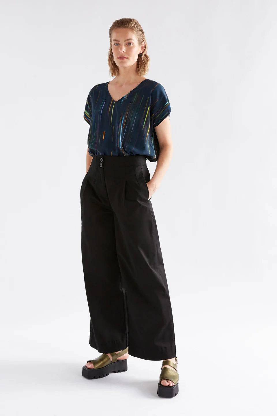 Elk Kayra V-neck top - Alinea print