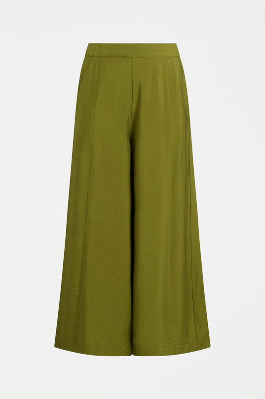Elk Rema pants in moss green, viscose wide leg.