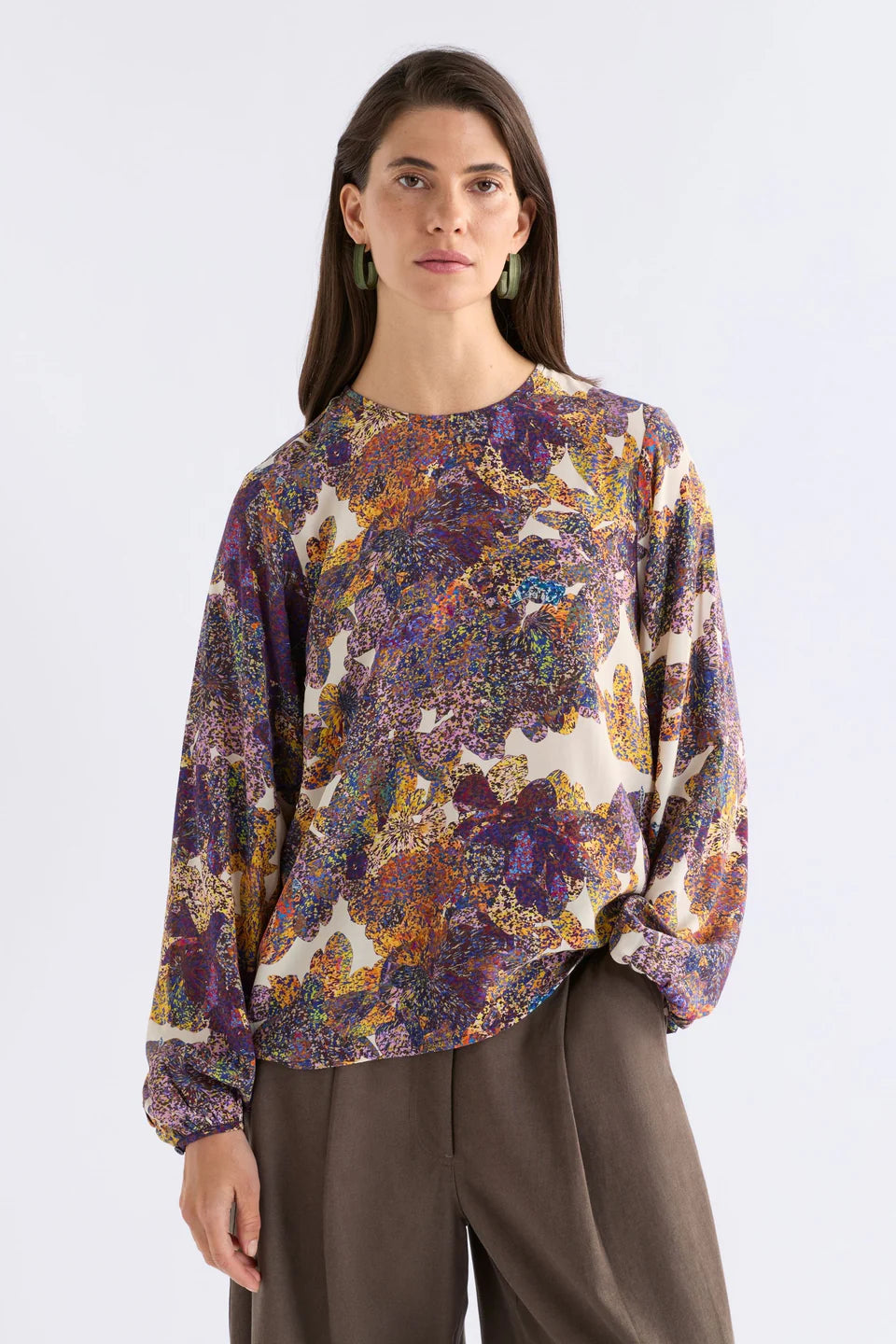 Elk Elsen top in multi colour abstract floral Lantis print.