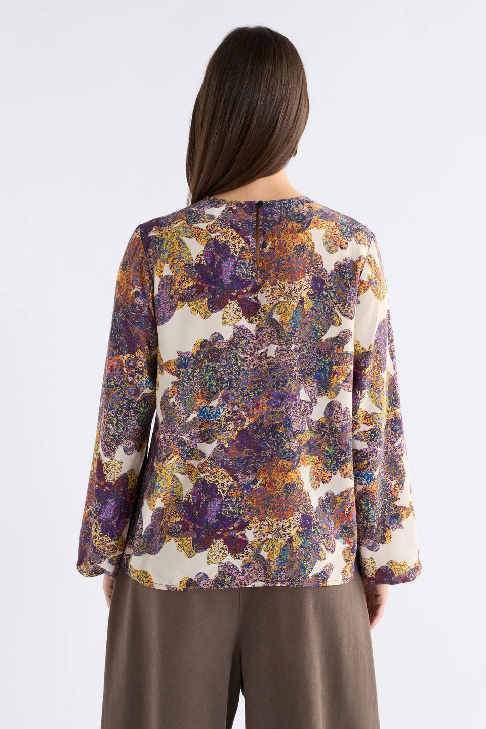 Elk Elsen top in multi colour abstract floral Lantis print.