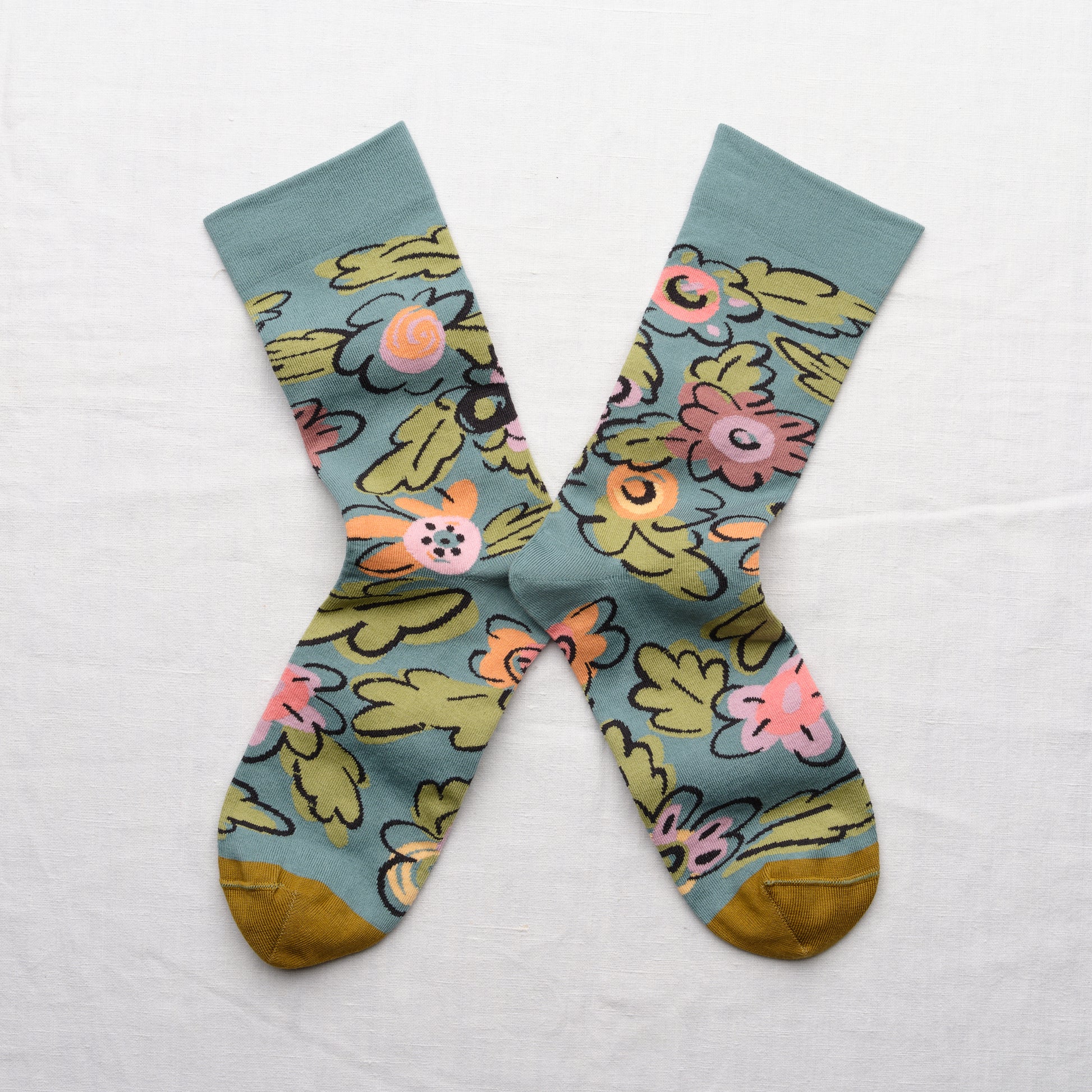 Bonne Maison made in france cotton socks, Flower arctic.