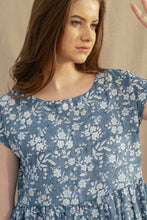 Load image into Gallery viewer, Dve Toshni linen dress - Aegean blue blockprint