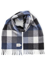 Load image into Gallery viewer, Avoca the Mill made in Ireland fine merino wool scarf in navy and grey check.