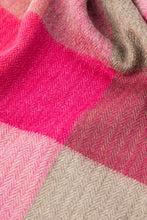 Load image into Gallery viewer, Avoca the Mill made in Ireland fine merino wool scarf in Pink fields, blanket check in shades of pink.