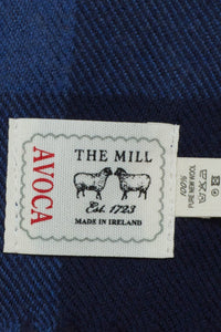 Avoca the Mill made in Ireland fine merino wool scarf in denim blue check.