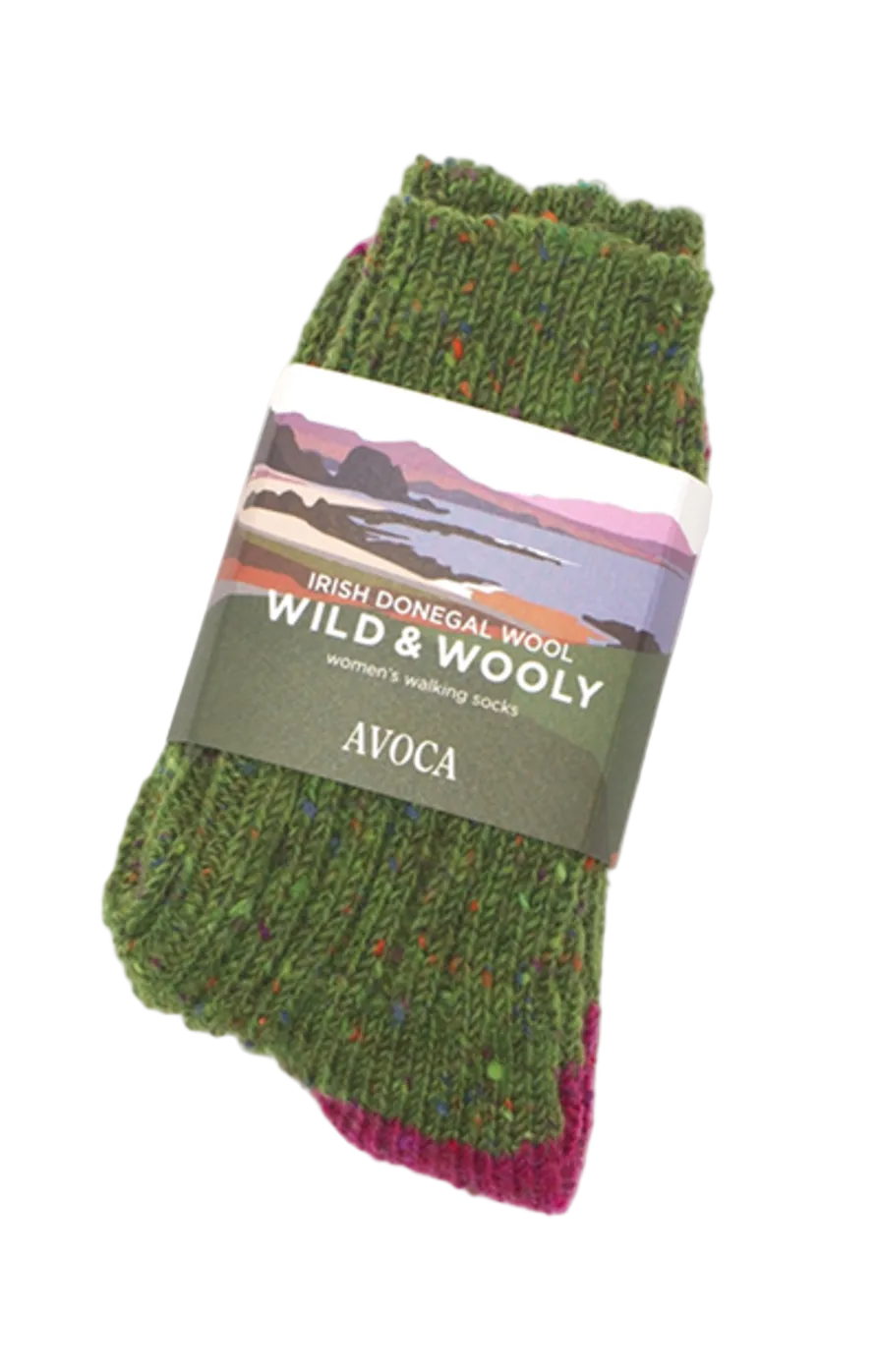 Avoca Wild and Wooly women's socks - green and red