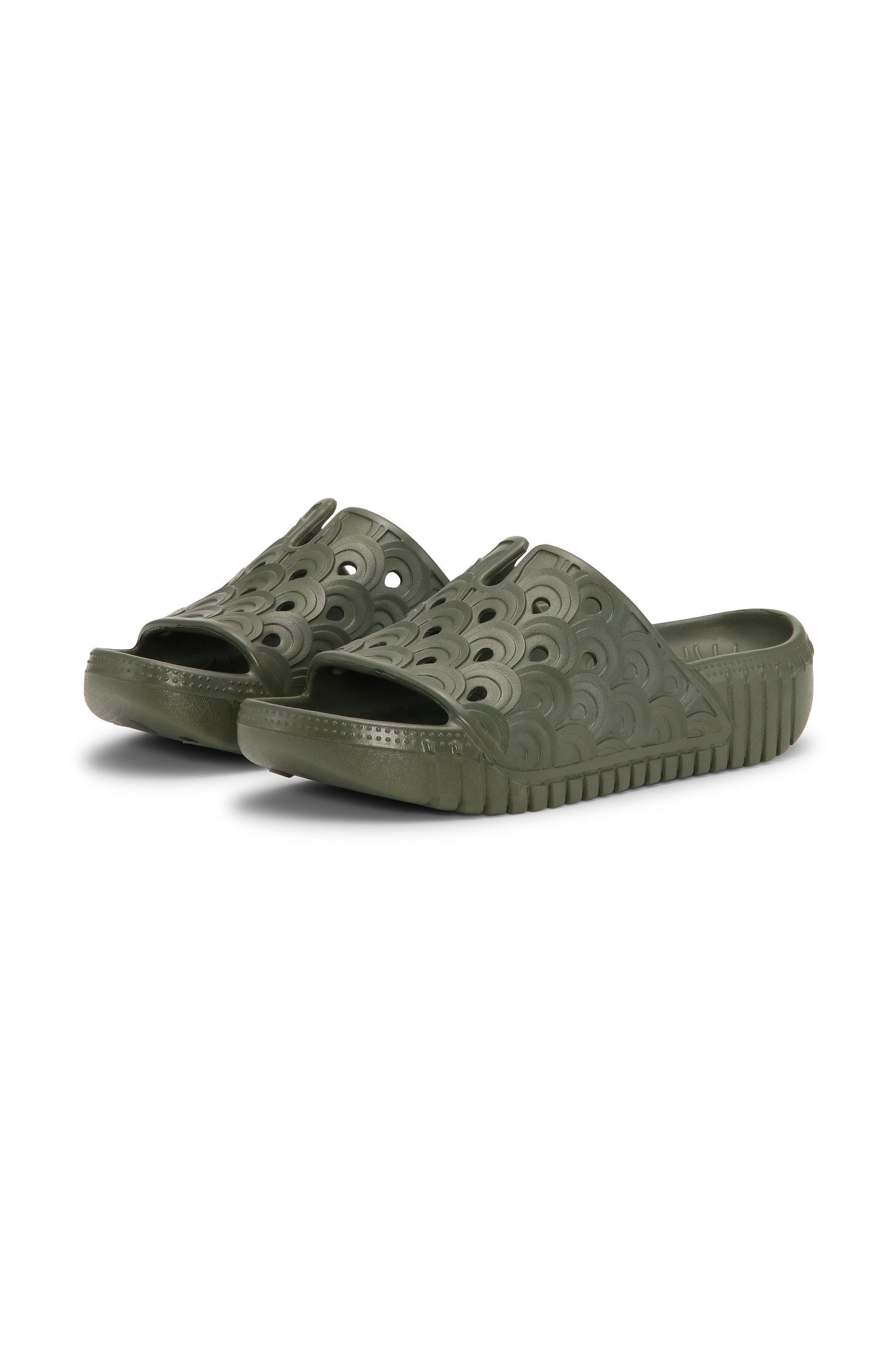 Ilse Jacobsen Birch EVA slide sandal in Army khaki.