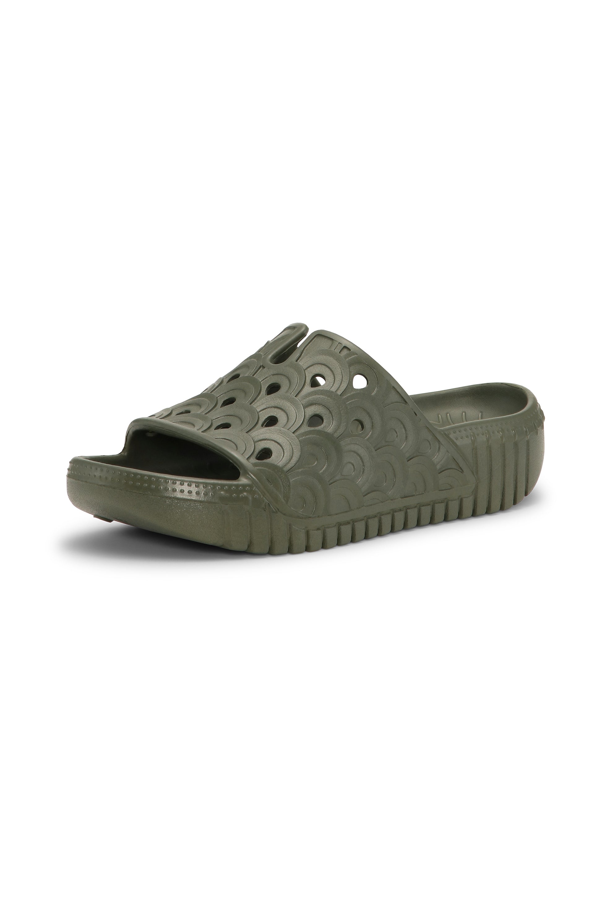 Ilse Jacobsen Birch EVA slide sandal in Army khaki.