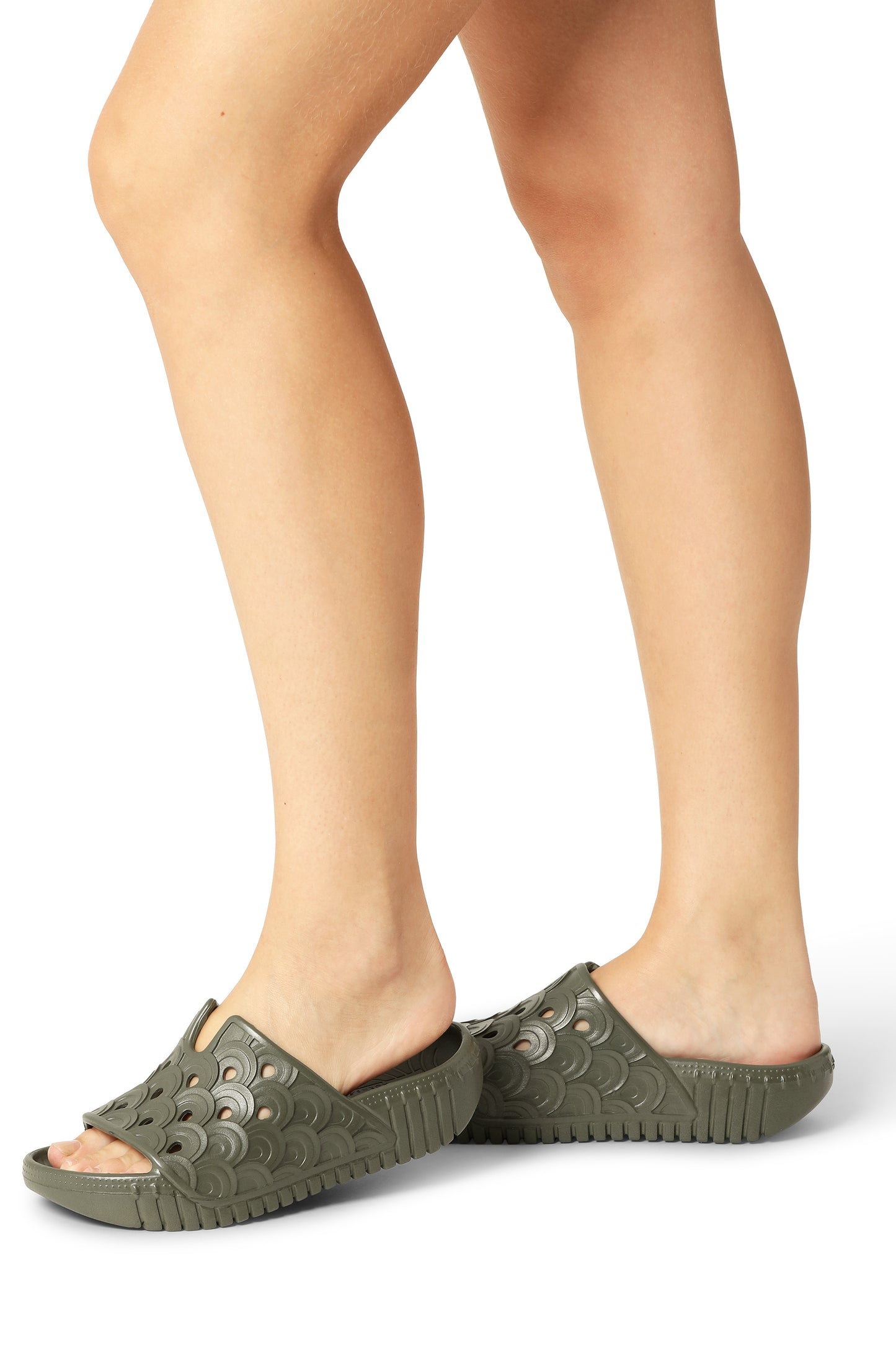 Ilse Jacobsen Birch EVA slide sandal in Army khaki.