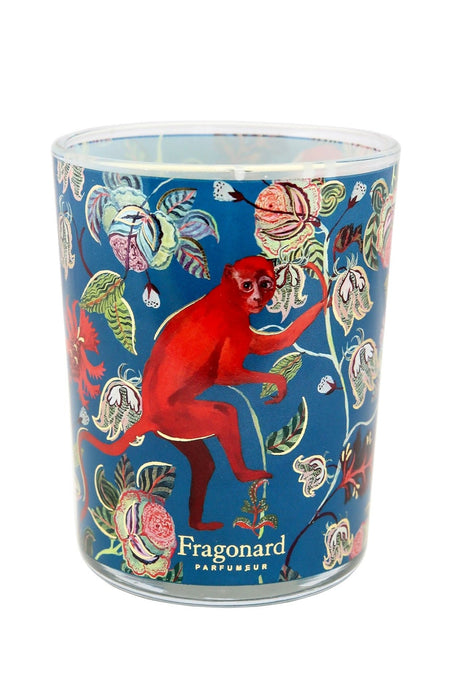 Fragonard limited edition Bois dansant patchouli candle featuring a monkey in the trees.