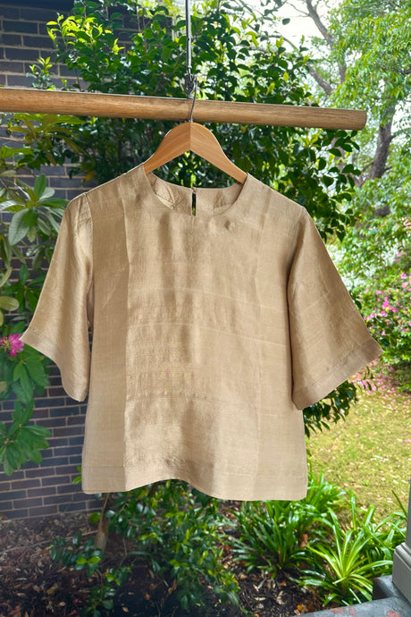 Studio Within x Juniper Hearth silk top in oatmeal.