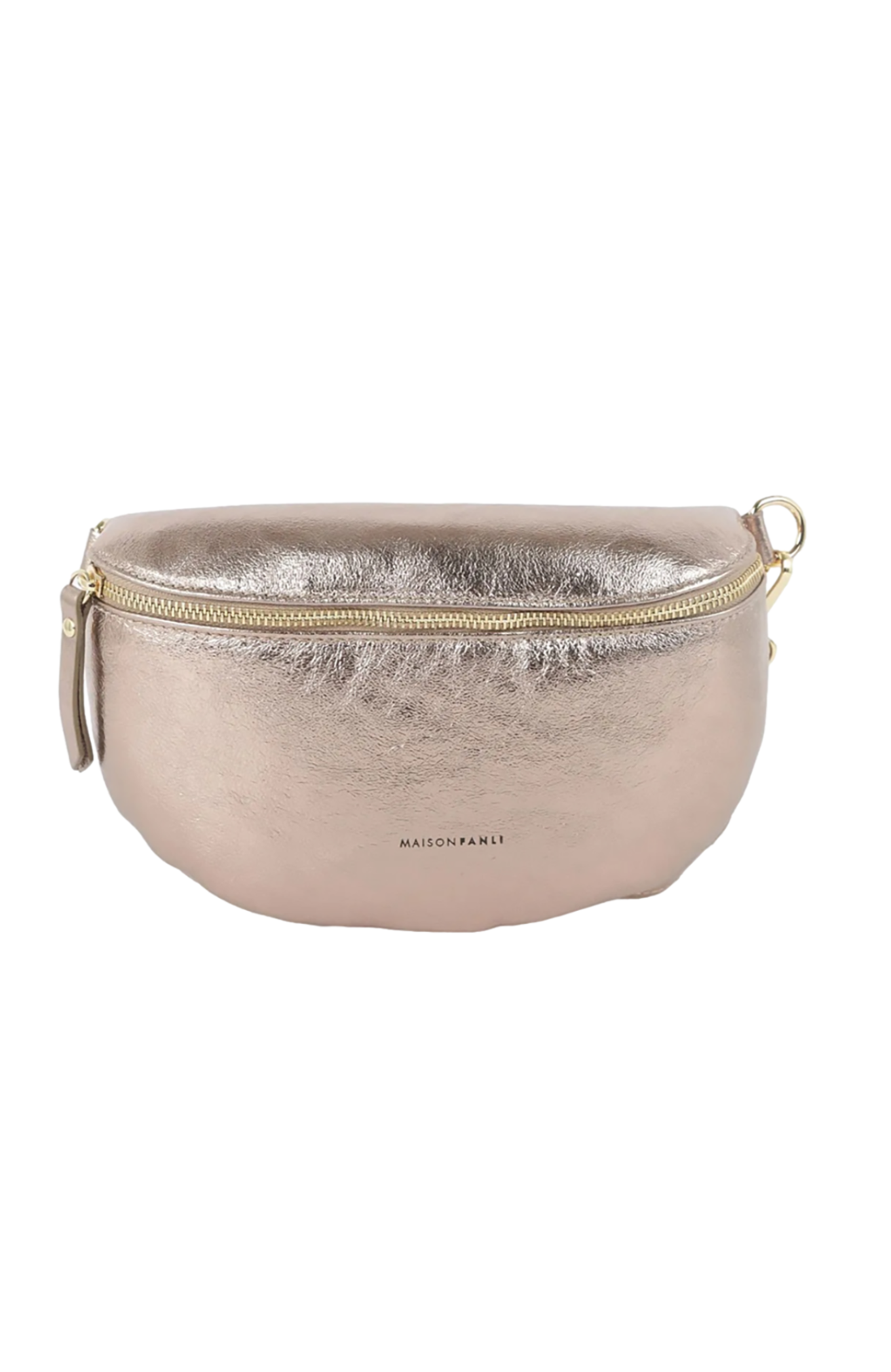 Maison Fanli metallic champagne calfskin leather bum bag.