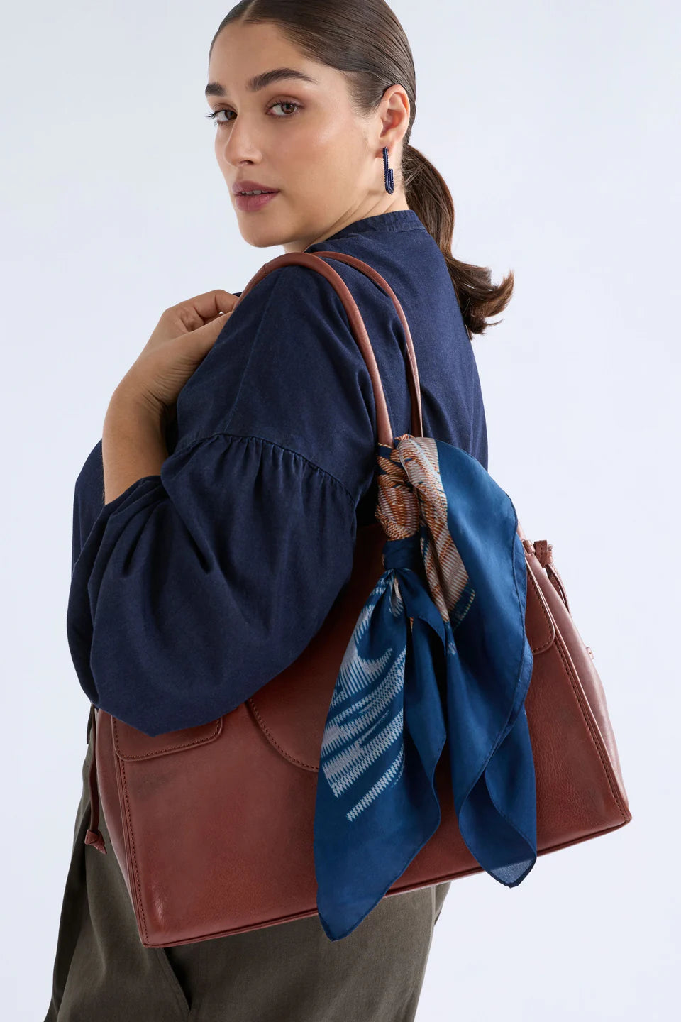 Elk Brandr print square scarf in pure silk.