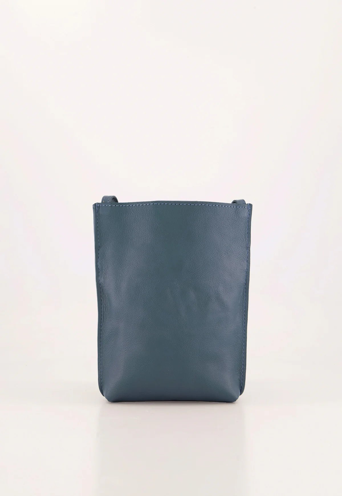Nancybird Louanne pouch in vegetable tanned leather cross body mineral blue.