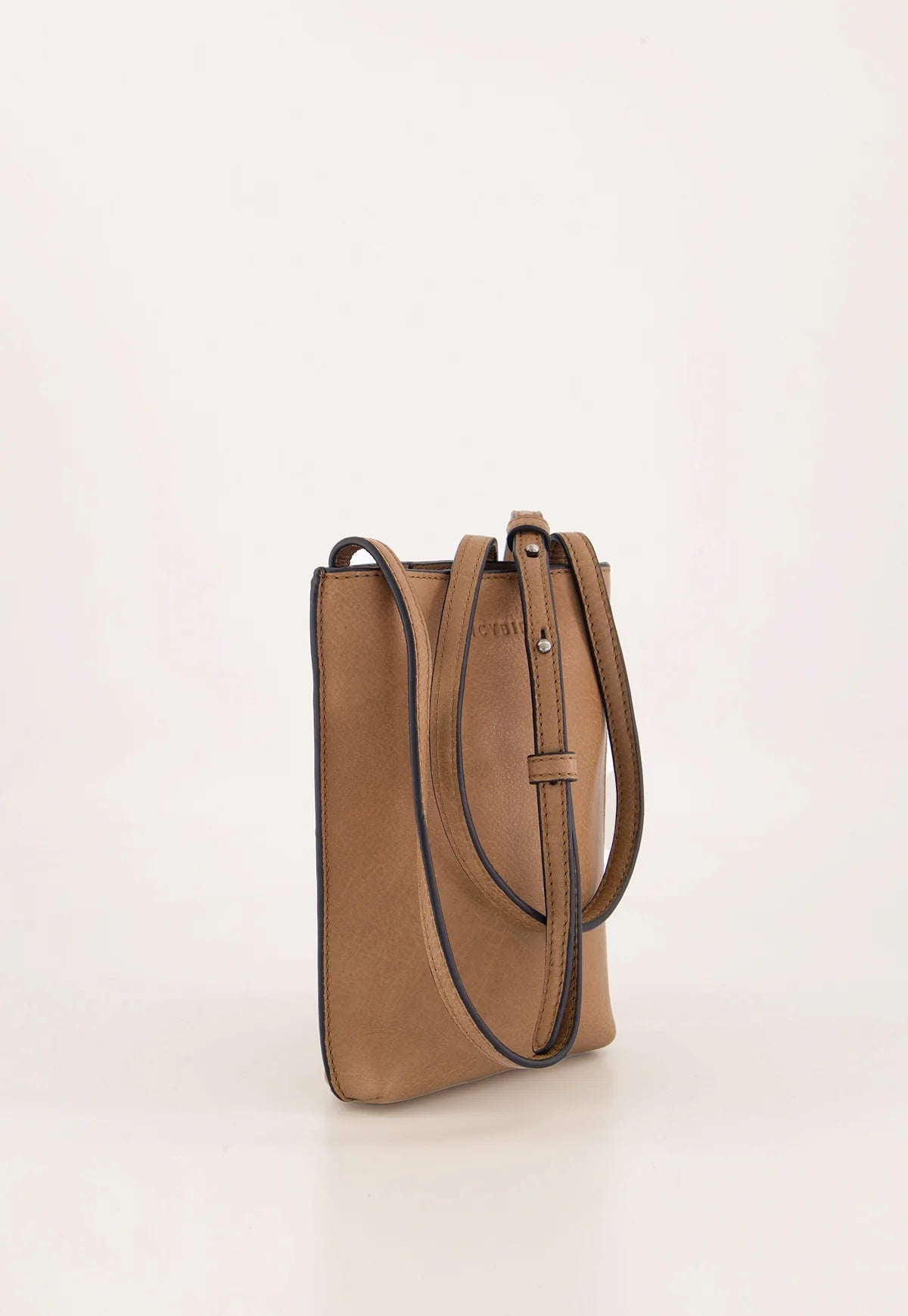 Nancybird Louanne pouch in vegetable tanned leather cross body stone brown.
