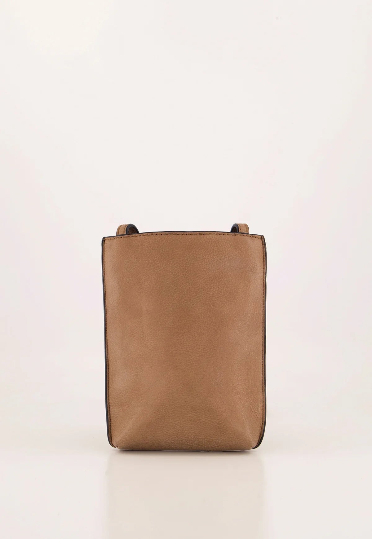 Nancybird Louanne pouch in vegetable tanned leather cross body stone brown.