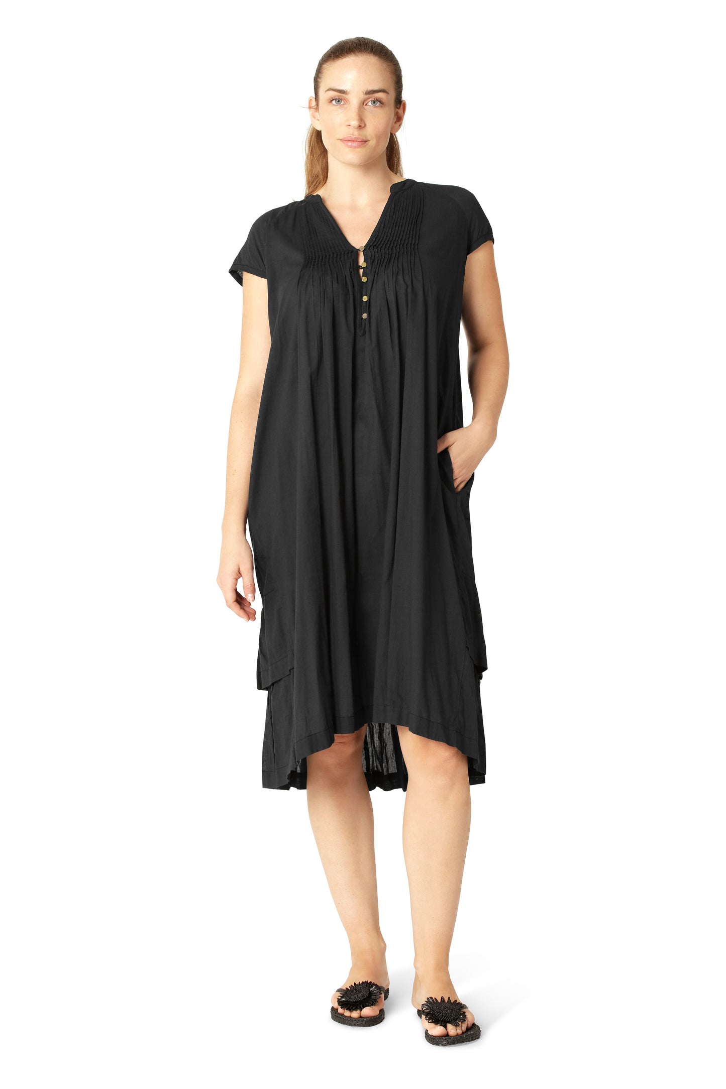 Ilse Jacobsen short sleeve cotton dress in dark indigo.