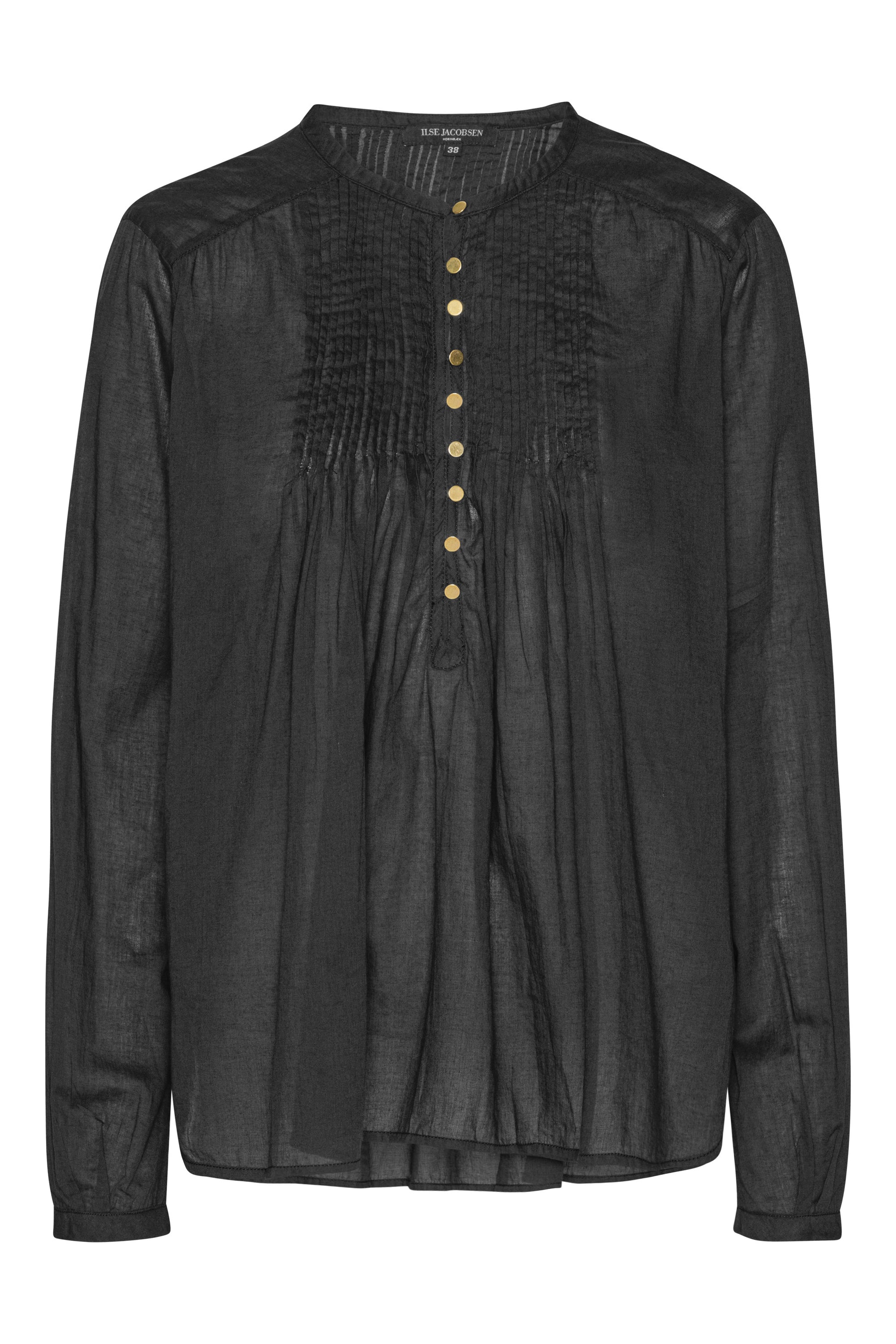 Ilse Jacobsen dark indigo cotton button up shirt with pin tucks.